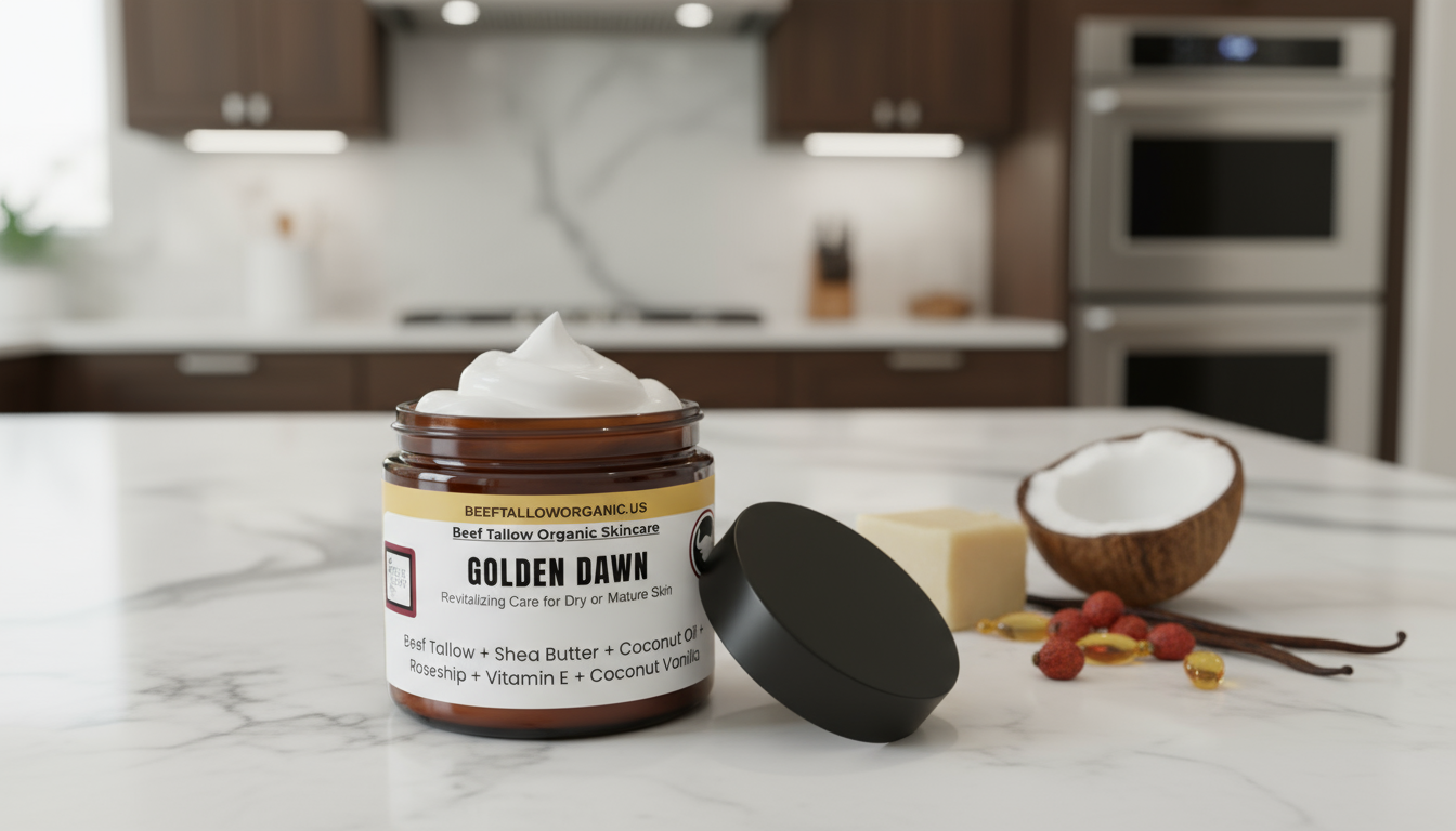 #golden-dawn, #true-root, #beef-tallow, #shea-butter, #coconut-oil, #roseship, #vitamine, #cocoutvanilla