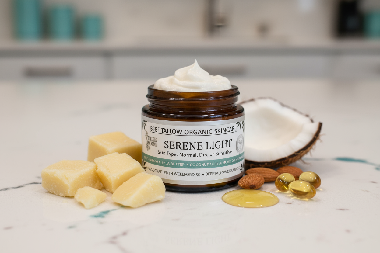Beef Tallow - Shea Butter - Coconut Oil - Almond Oil - Vitamin E - 2 Oz
