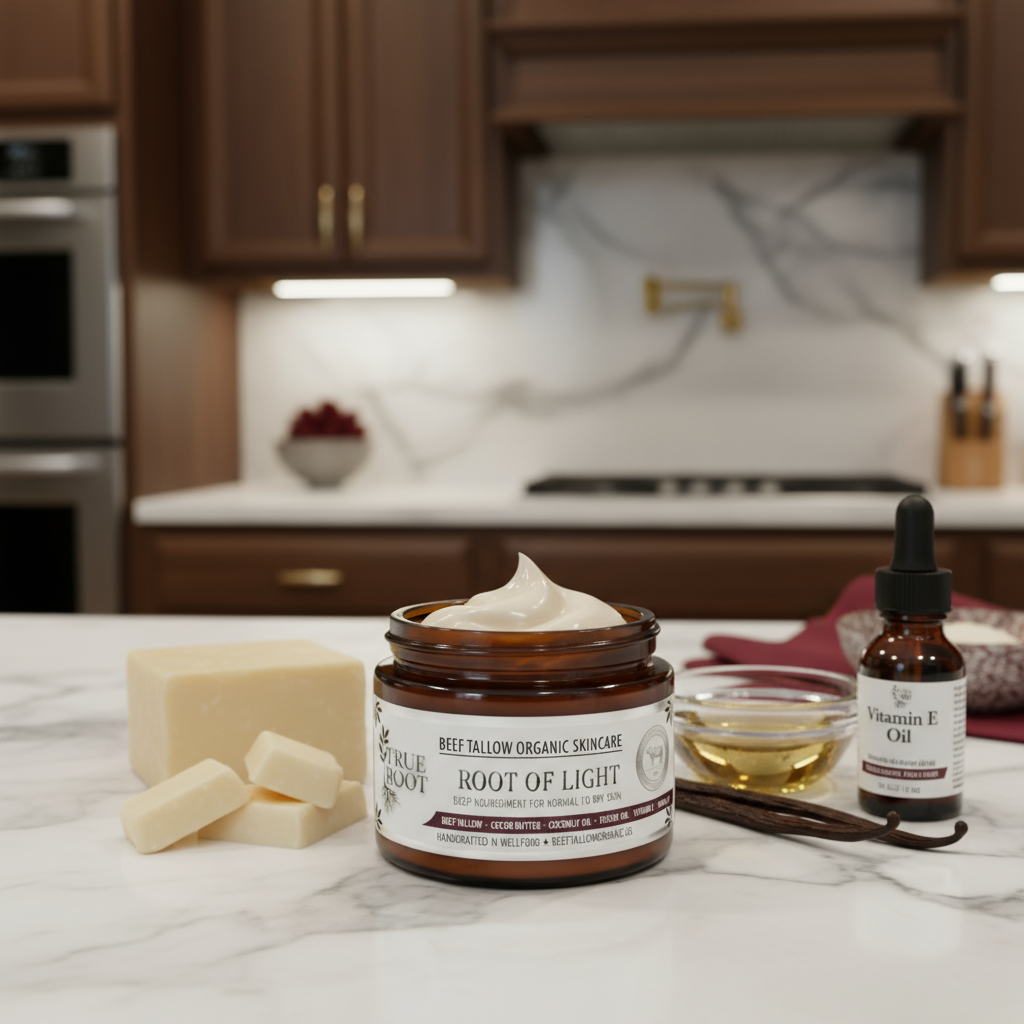 BEEF TALLOW + SHEA BUTTER + ROSESHIP + VITAMIN E + VANILLA 2oz