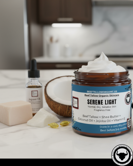 #serene-light, #true-root, #beef-tallow, #shea-butter, #coconut-oil, #jojoba-oil, #vitamine