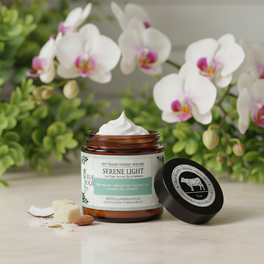 Beef Tallow + Shea Butter + Coconut Oil + Almond Oil + Vitamin E, 4 Oz